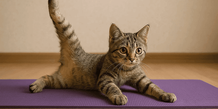 Cat on a yoga mat